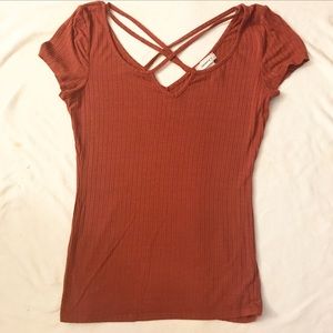 Burnt orange cross cross top